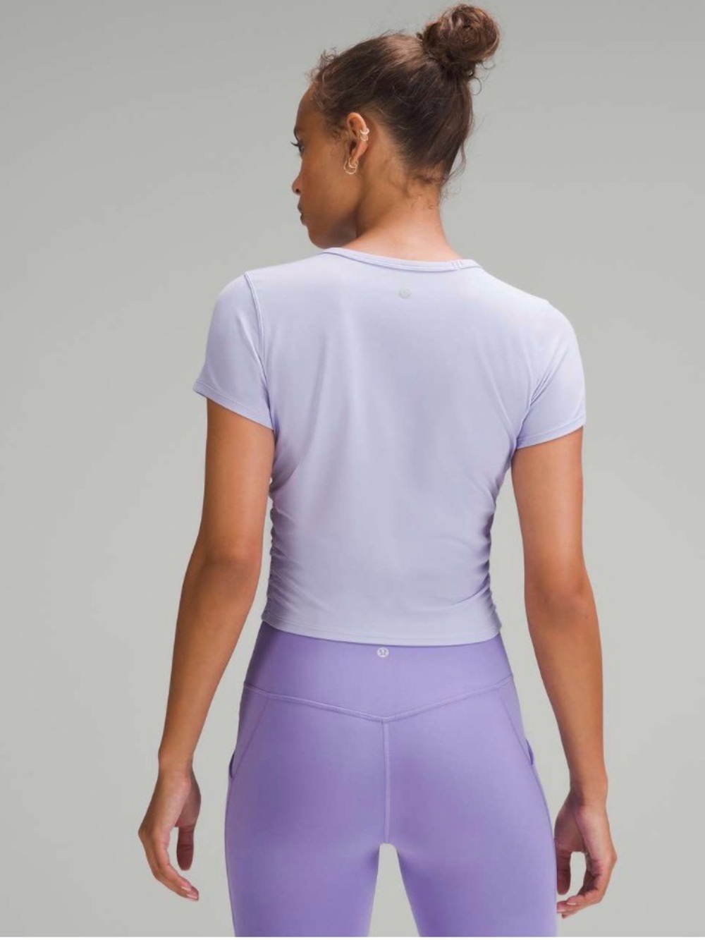 Lululemon All It Takes Nulu Short Sleeve Top Lilac Smoke Cropped Slim Fit S - Picture 4 of 9